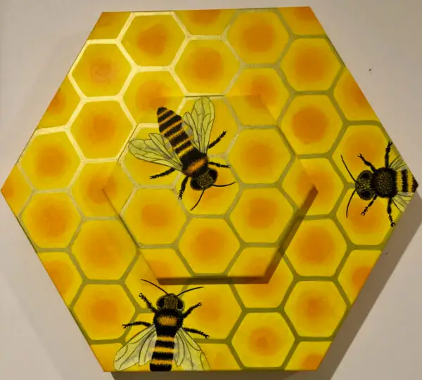 bees, honeycomb, contemporary, yellow, gold
