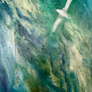 sea bird soaring over the ocean, seascape