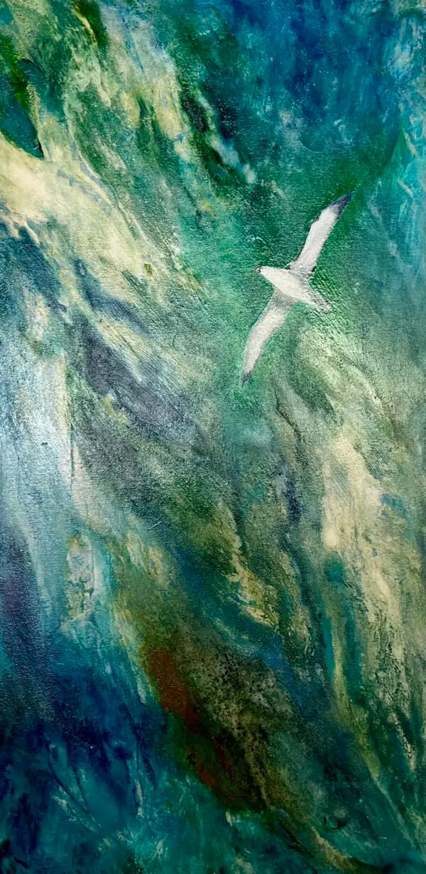 sea bird soaring over the ocean, seascape