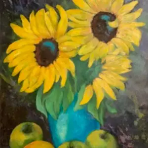 sunflowers, acrylic, botanical art