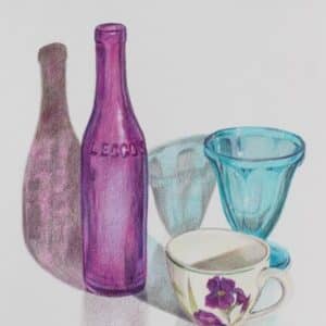 reflection, shadow, still life, mixed media, workshop