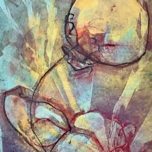 Abstract, yellow, mauve, purple tones