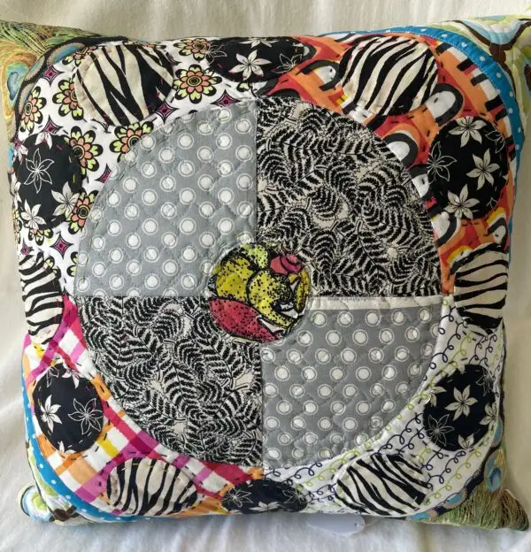 Multi-fabric Cushion by Sally Heron