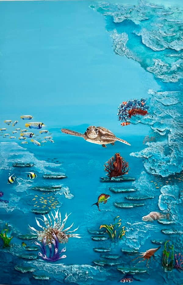 underwater, coral, turtle, fish