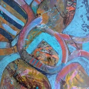 Abstract, blue, pink, yellow